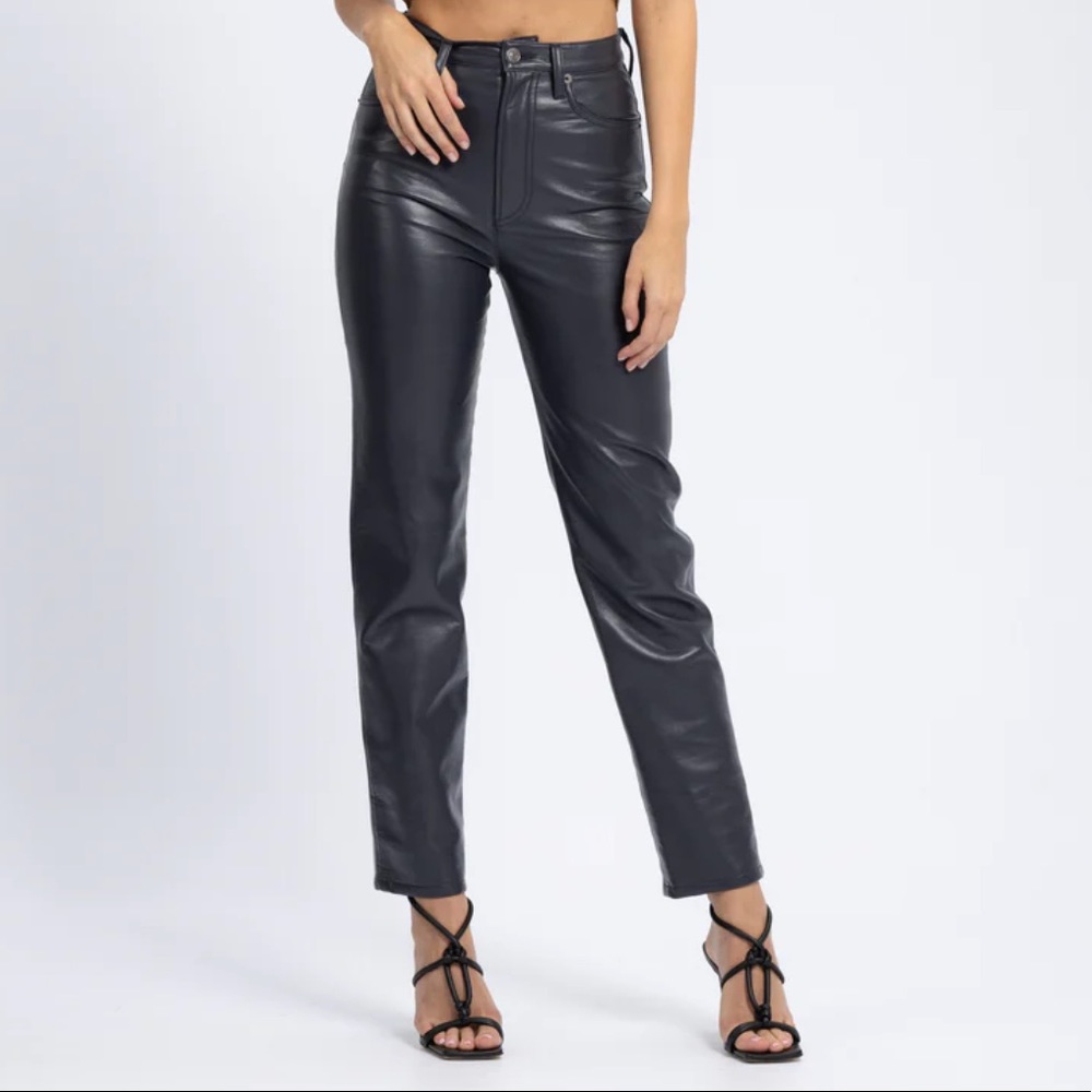 AGOLDE RECYCLED VEGAN LEATHER 90'S PINCH WAIST IN SHADOW